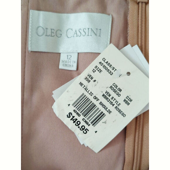Oleg Cassini Womens Off The Shoulder Metallic Hi-Lo Dress Rosego Size 12 NWT - Picture 14 of 14